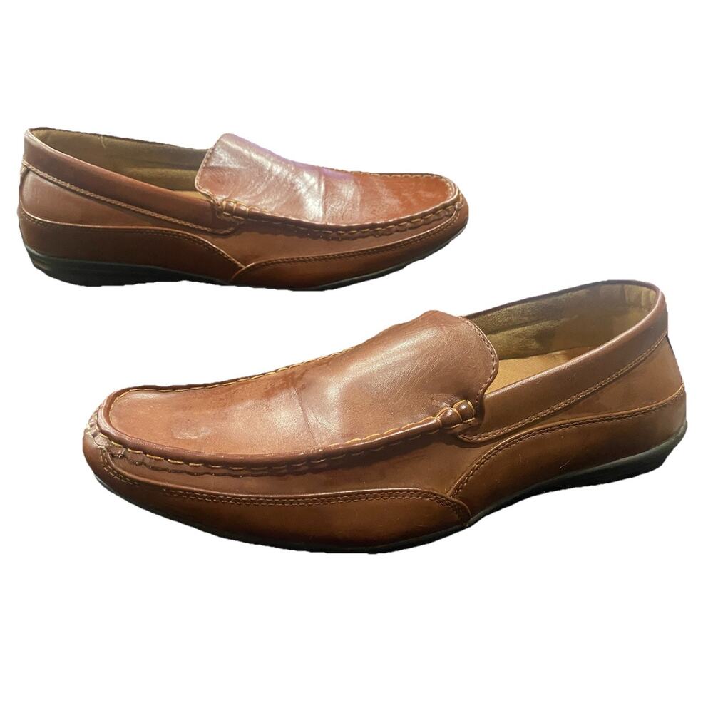 Men’s Brown Leather Deer Stag Loafers Size 11.5